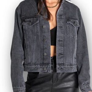 🖤Divided Charcoal Gray Jean Jacket